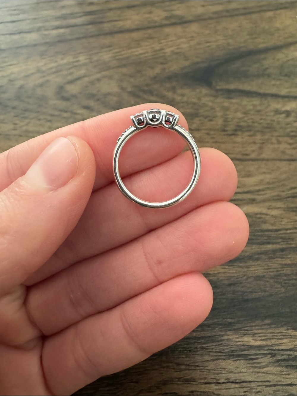 Pandora Fairytale Sparkle Ring Three Stone CZ Cubic Zirconia Sterling Silver - Picture 7 of 13